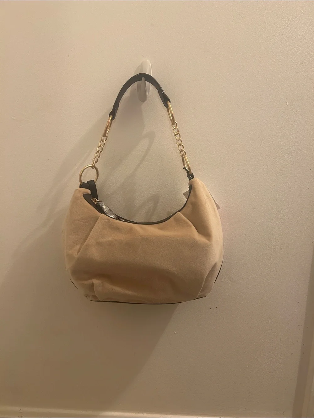 Juicy Couture Beige Hobo with Dark Trim and Heart Charm